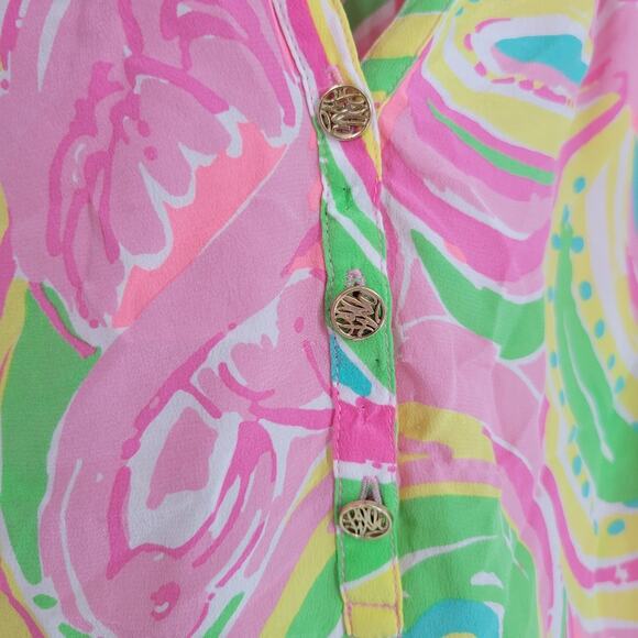 Lilly Pulitzer All Nighter Paisley Silk Elsa Blouse XS - Picture 4 of 12